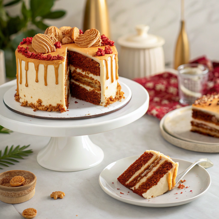 RED VELVET BISCOFF CARAMEL CAKE