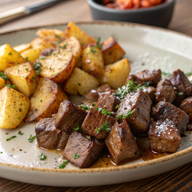 Air Fryer Steak Bites & Crispy Potatoes – A Flavorful 20-Minute Meal!
